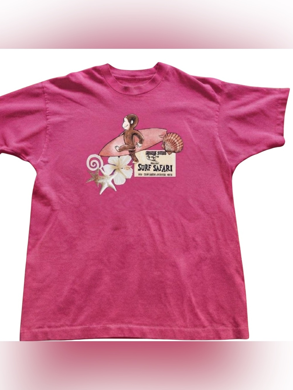 Vintage Women’s Pink Paul 'Surf Safari' Graphic Tee - Summer Classic Style